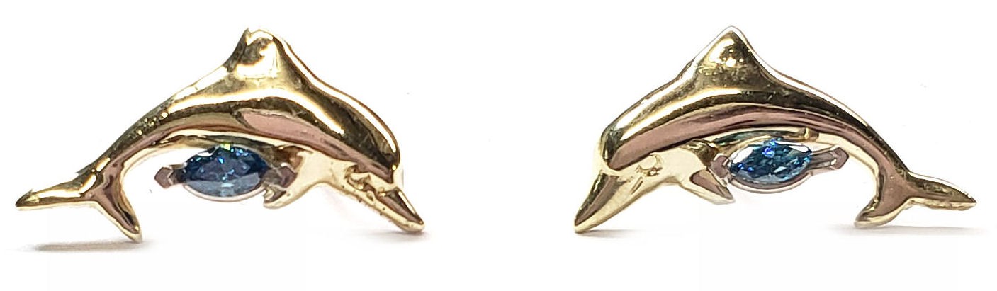 Buy 18K Gold Dolphin Earrings, Stud Fish Earrings Gold, Gift for Dolphin  Lover, Birthday Gift for Women, Online in India - Etsy