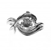 Dolphin Ring, "Independence Day" style in Sterling, 1ct. Cubic White or Pink