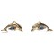 Dolphin Earrings w/ Blue Marquise Diamond in 14kt. Gold